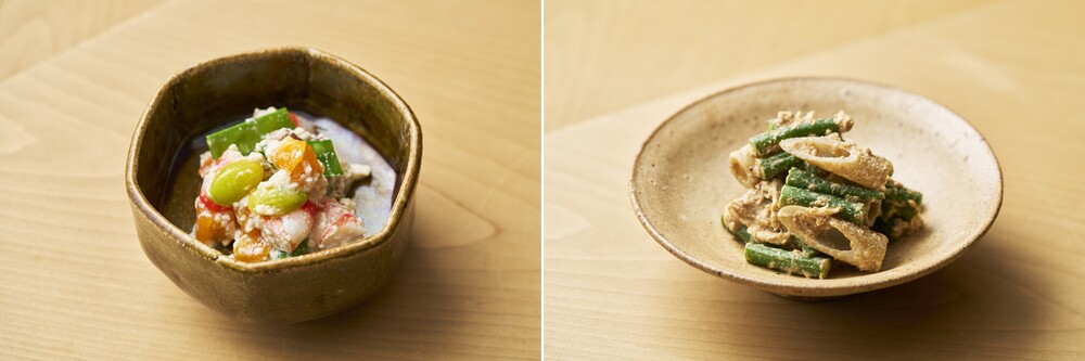 京都『浜作』の白和えとゴマ和え