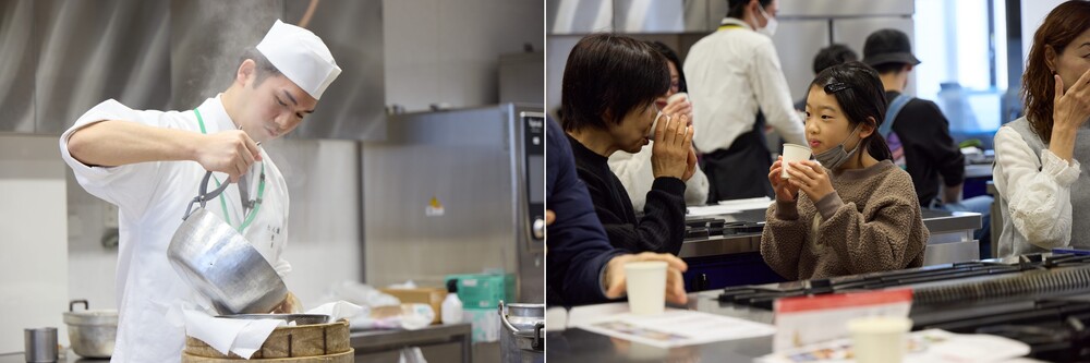 『たん熊 北店』の栗栖熊一さんと会場の様子