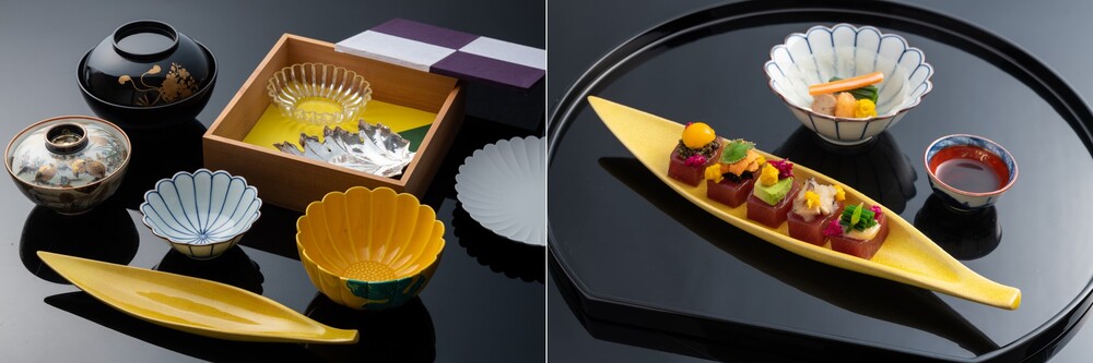大阪『柏屋』の重陽の節句の器と料理