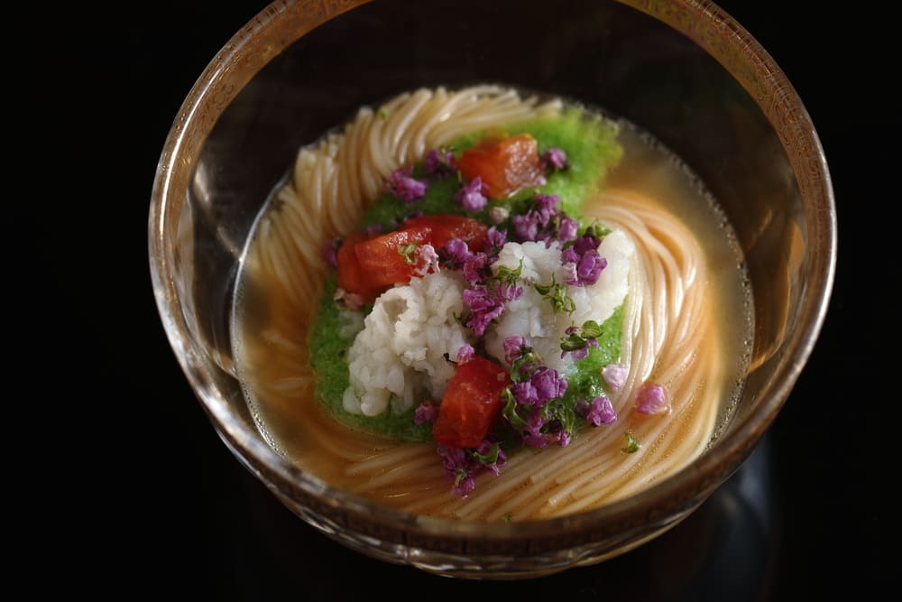 京都『祇園もりわき』の鱧のオリーブ素麺