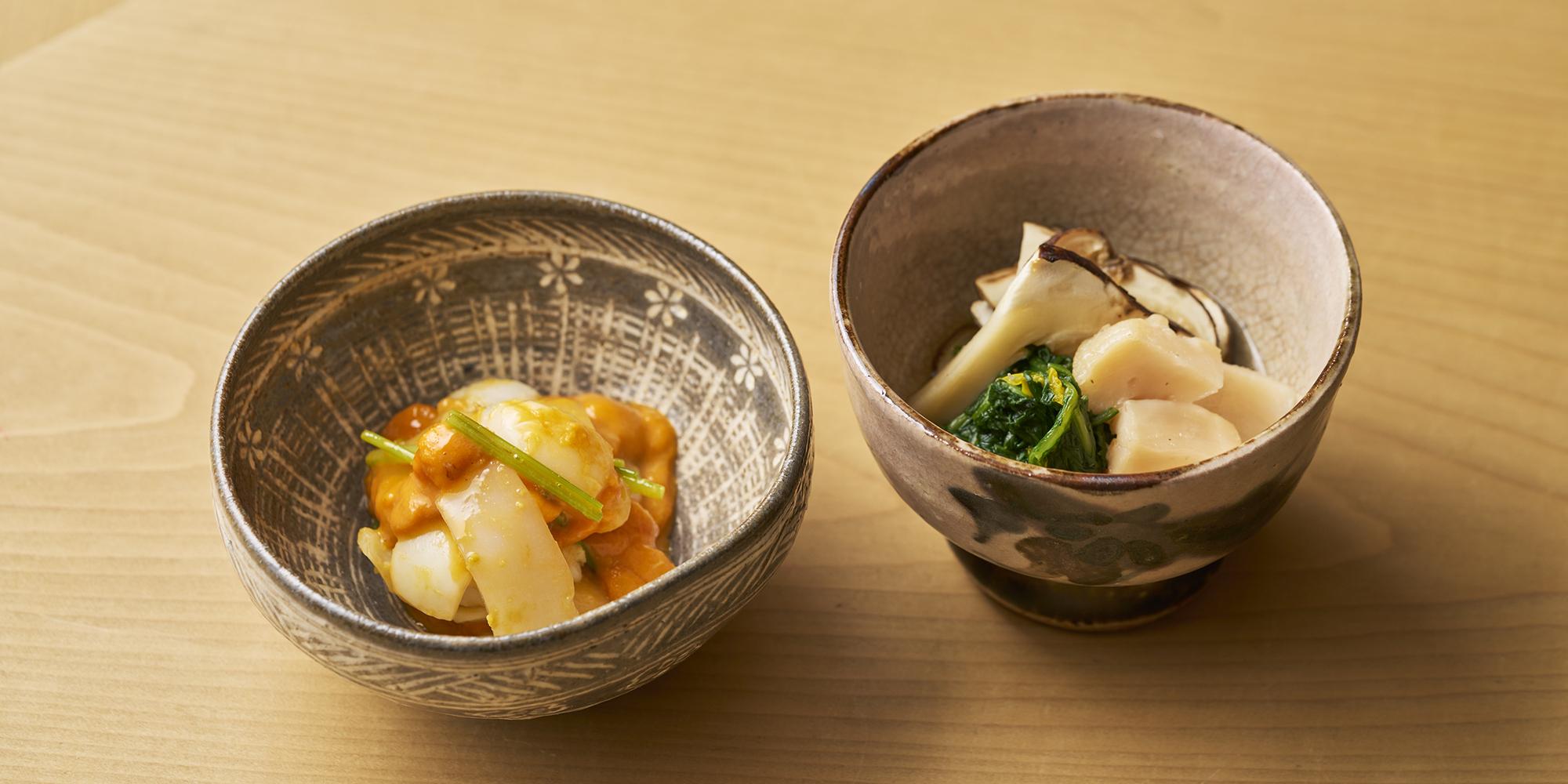 料理編】和えもの、小鉢vol.2 温製の煮びたしとウニ和え ｜ WA・TO・BI