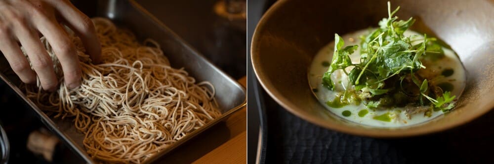 手打ち麺と枝豆と鶏節の麺